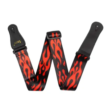 

New IRIN Guitar Strap Adjustable Polyester Belt PU Leather Ends for Acoustic Folk Classic Electric Guitar Bass with Flame Patt