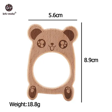 Let's Make 1PC Baby Teether Animal Wood Rings Elephant Camera Heart BPA Free Wooden Teether Nursing Accessorie Teething Toys bear