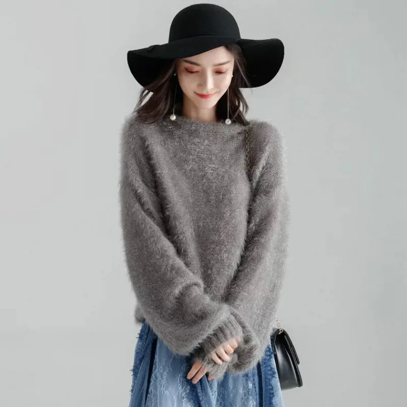 High Quality Women s Loose Sweaters Hairy Lethargic Pullover Korean 2018 Autumn Female Lantern 