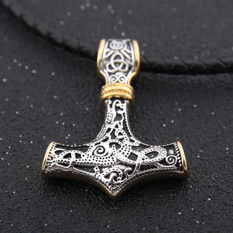 925 пробы Серебряное ожерелье с подвеской в виде молота викинга Тора из натуральной кожи и киля в подарок