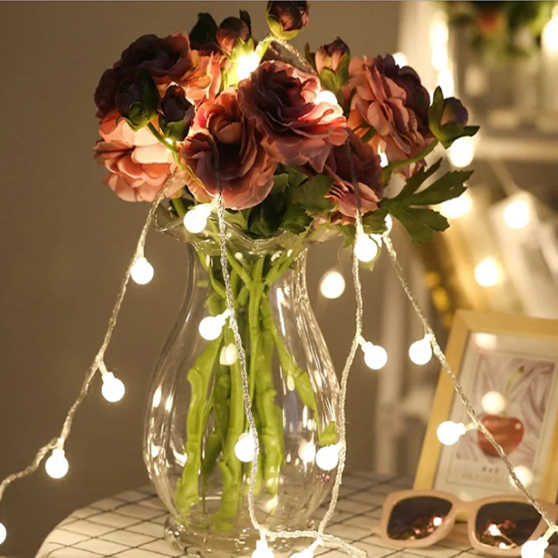 

2M/10M 20/50/80Led Fairy Christmas Lights Ball Battery /EU 220V LED string lights for holiday Wedding Party Outdoor Indoor