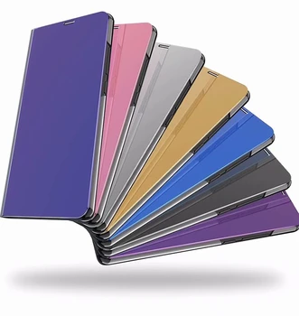 

100pcs/lot Clear View Flip Cover Mirror Stand Leather+PC Cover case For Huawei P30 Lite P30 Pro P30 Nova 4 Honor View 20