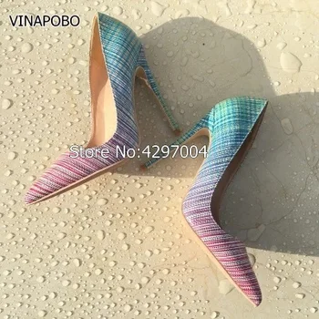 

Vinapobo 2018 spring new fashion sexy pointed Toe shoes shallow high heels wedding shoes lattice pattern womens shoes high heels