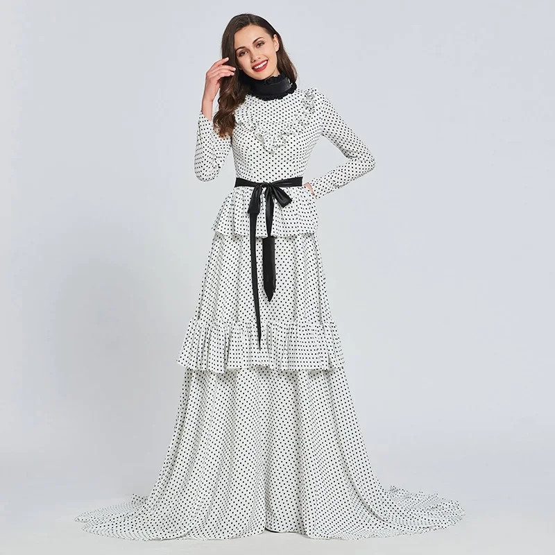 

Tanpell high neck prom dresses full sleeves floor length a line dress women formal wedding party custom sweep train prom gown