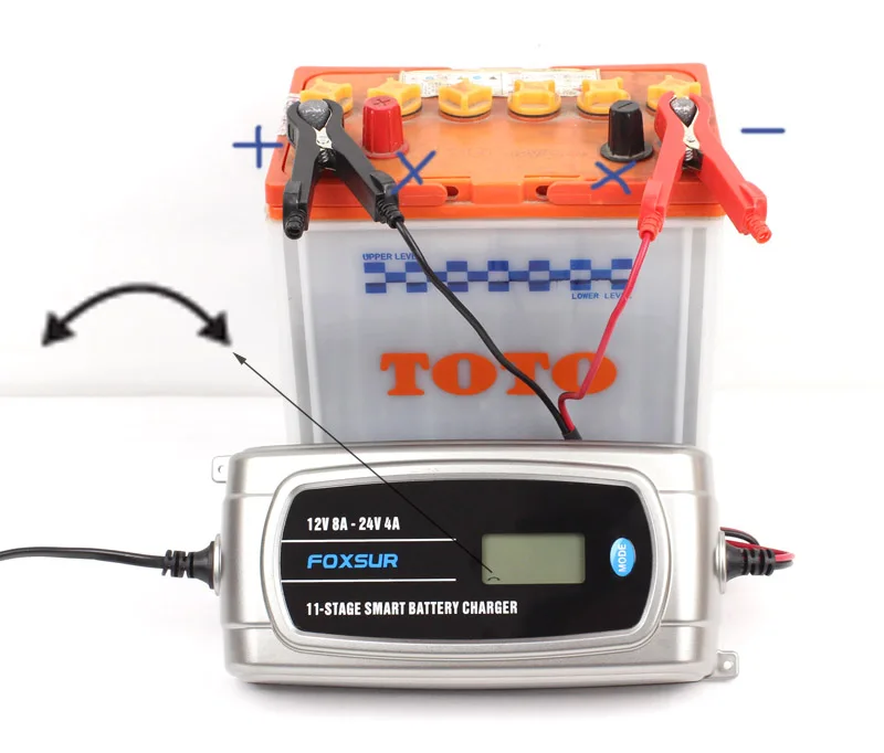 FOXSUR 12V 24V автомобиль Батарея Зарядное устройство с ЖК-дисплей дисплей, 11-сценический умный Батарея Зарядное устройство, грузовик, Водонепроницаемый свинцово-кислотные Батарея Зарядное устройство