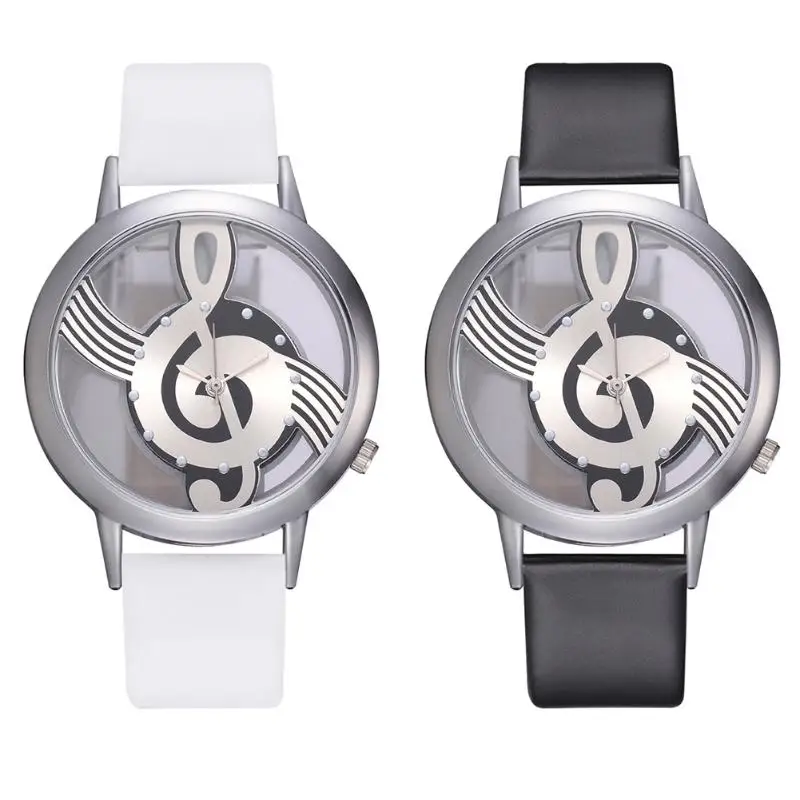 

Fashion Teenage Girls Analog Wristwatch Hollowed Note Pattern Quartz Watch