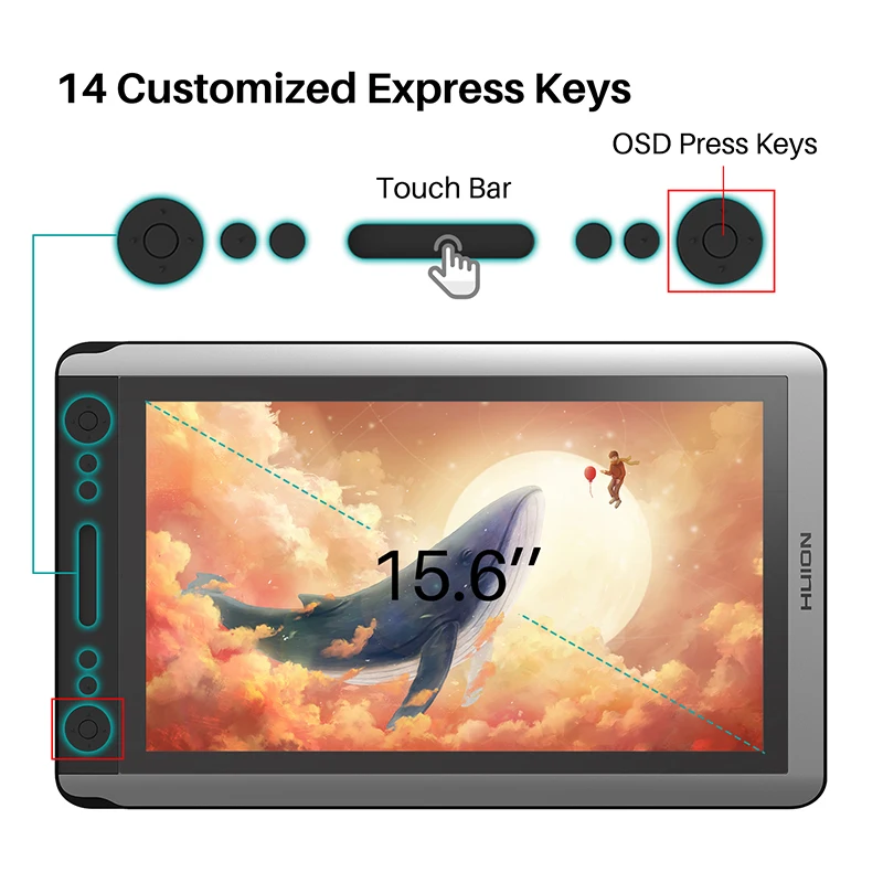 Huion Kamvas 16 Pen Display lápiz Digital Tablet Monitor gráficos dibujo Monitor Tilt función versi