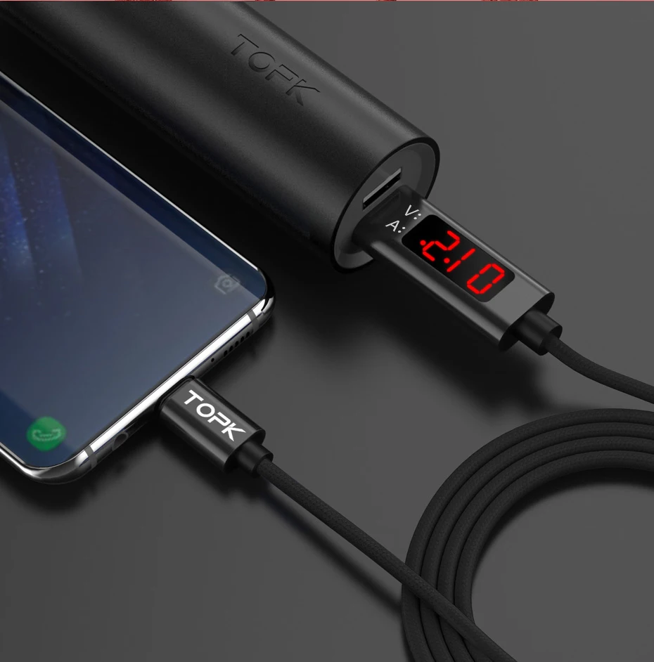 TOPK 3A Micro USB кабель usb type C кабель для samsung Xiaomi Быстрая зарядка кабель usbc и цифровой дисплей кабель для мобильного телефона