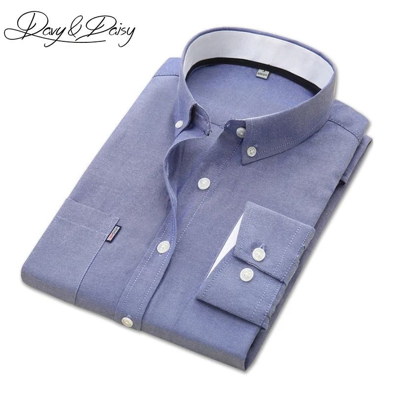 

DAVYDAISY Men Shirts High Quality Oxford Long Sleeve Men Dress Shirt Solid Casual Shirts Men Clothes M-5XL Plus Size DS-112