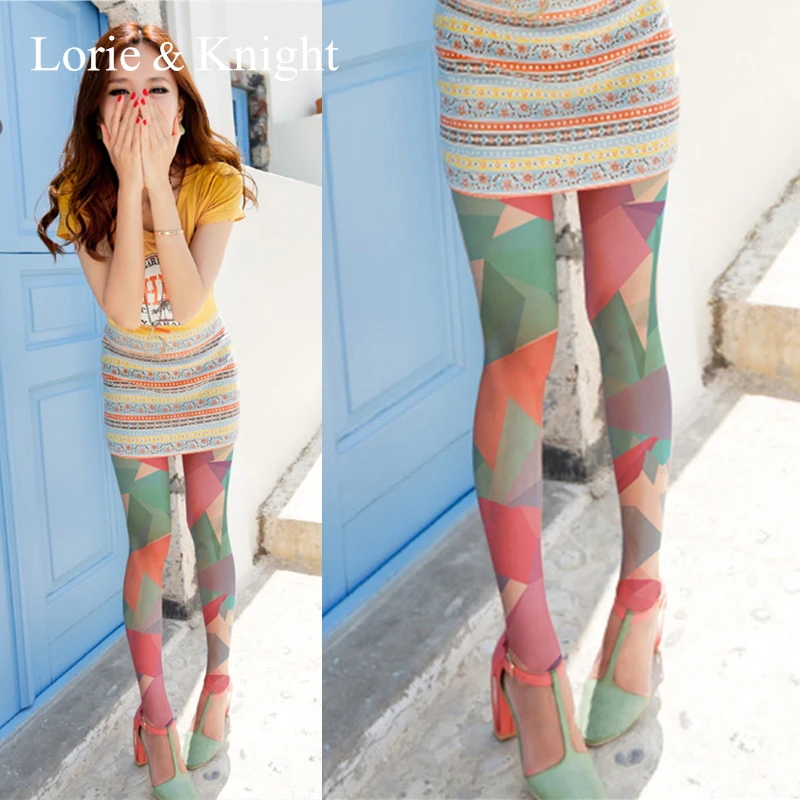 Летние модные колготки чулки разноцветные треугольные с узором|fashion pantyhose|pattern
