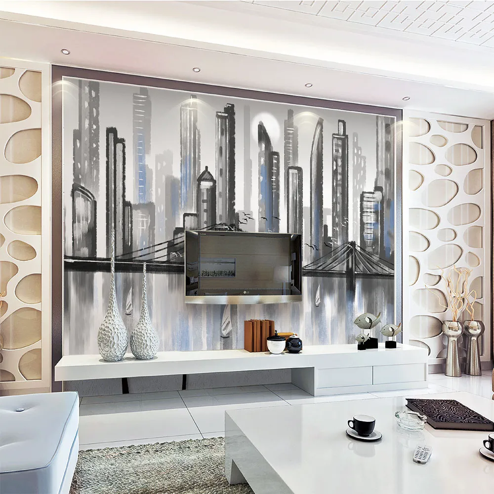 Custom 3d wallpaper mural Nordic modern abstract city building background wall - high-grade waterproof material wall covering Custom 3d wallpaper mural Nordic modern abstract city building background wall - high-grade waterproof material wall covering