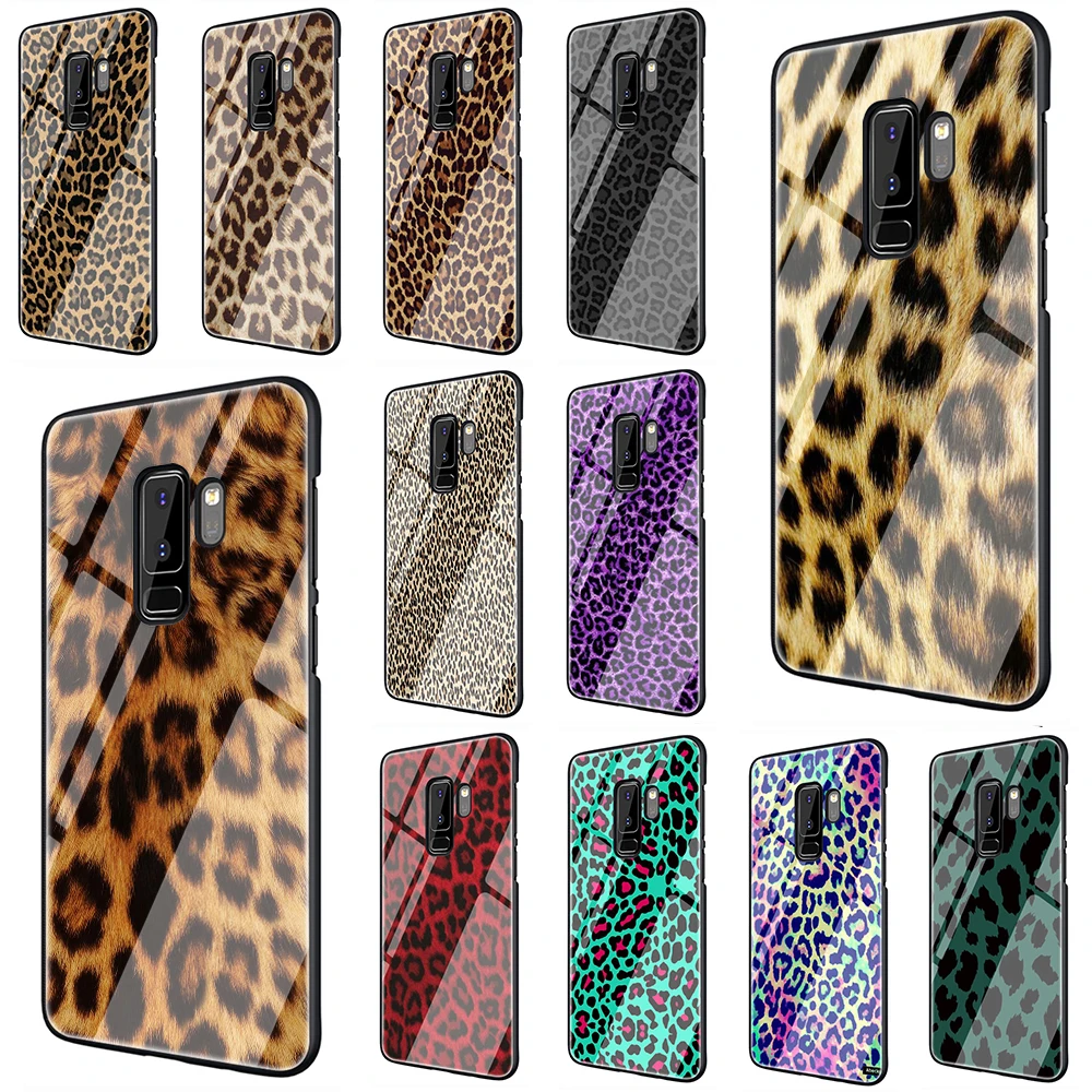 

Tiger leopard print Tempered Glass Phone Cover Case For Samsung Galaxy S7 edge S8 Note 8 9 10 Plus A10 20 30 40 50 60 70