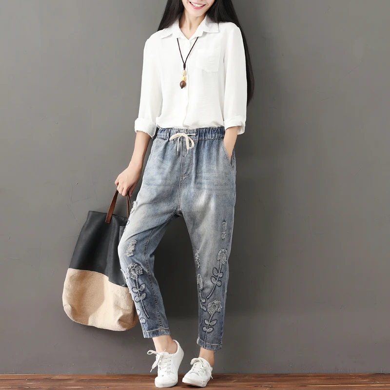 Дешевая новинка осень зима горячая распродажа женские модные повседневные джинсовые брюки FP100