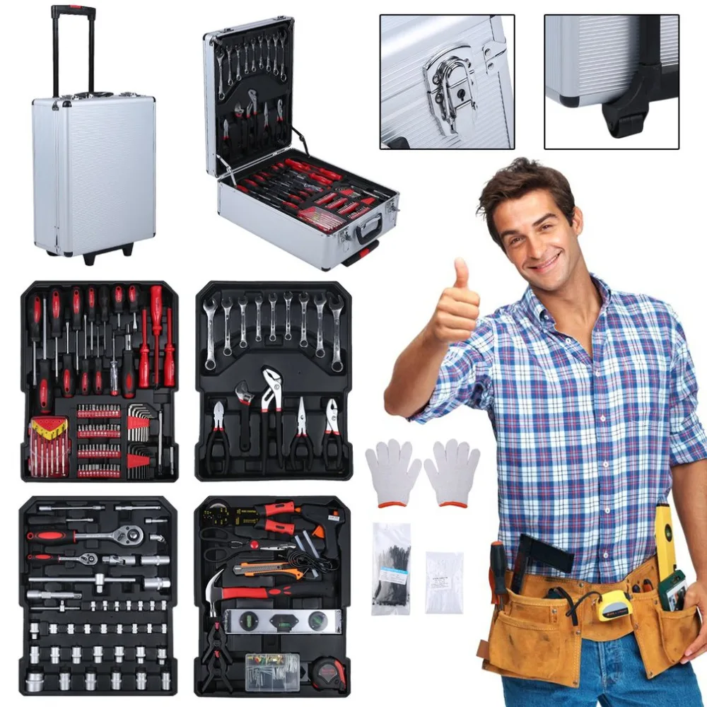 

399 PCS Tool Trolley Suitcase Set With Aluminum Alloy Storage Box Universal Mobile Workshop Toolbox Garage Precision Tools
