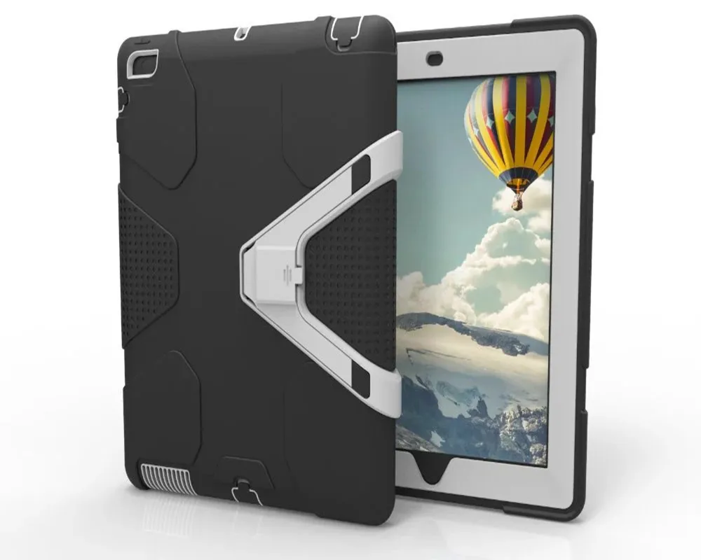 10 шт./ модный силиконовый чехол для iPad 2/3/4 роскошный противоударный 360 Полный корпус защитный чехол в виде геометрических фигур поддержки оболочки - Цвет: Black and gray