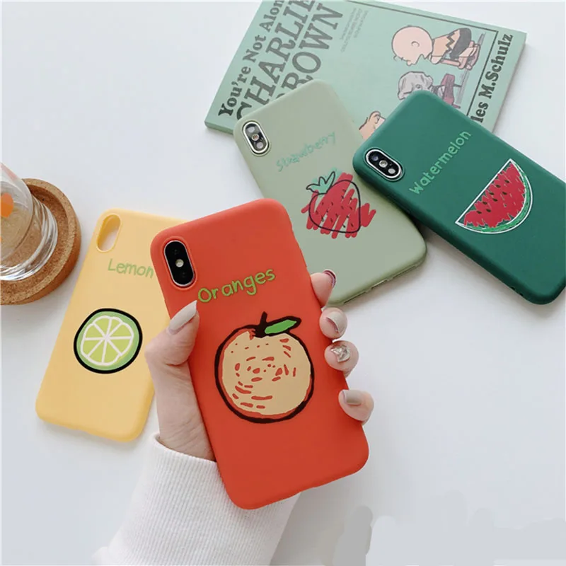 

Scrub Summer Lemon Fruit Phone Case For iPhone X XR XS 6 6S 7 8 plus Cute Watermelon Liquid Silicone Case Soft TPU Phone Cover
