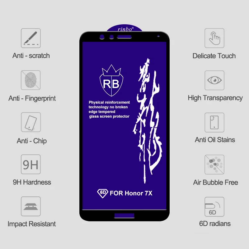 6D Защитное стекло для Huawei Honor 9X 9X Pro, защита экрана Honor V20, закаленное стекло для Huawei Honor 7X8X9X10 Lite