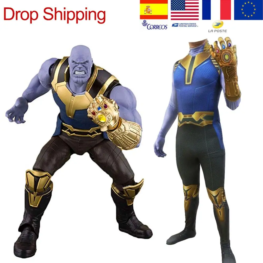 

Thanos Jumpsuits Cosplay Costumes Avengers 4 For Adult Children Kids Man Women Anime Show Tights Costume Dress