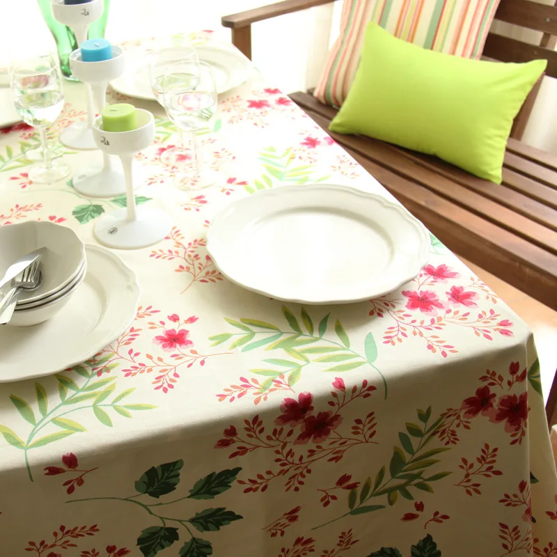 Handmade Embroidered Table Cloth Cotton Jacquard Embroidery Floral Tablecloths Wedding Party