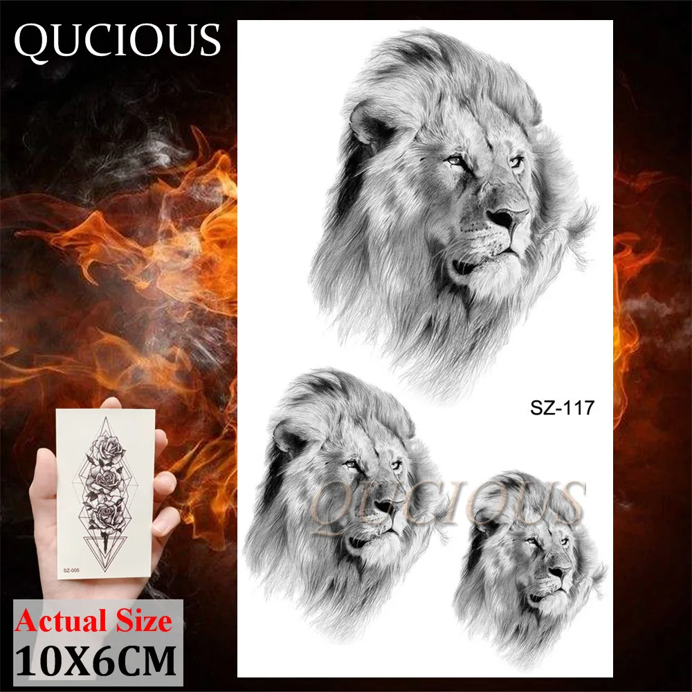 Высококачественная одноразовая временная татуировка с тигром и оленем, водостойкая татуировка с изображением Галактики, волка, хны для мужчин и женщин, сделай сам, татуировка на руку и шею, поддельная татуировка, наклейка - Цвет: QSZ117