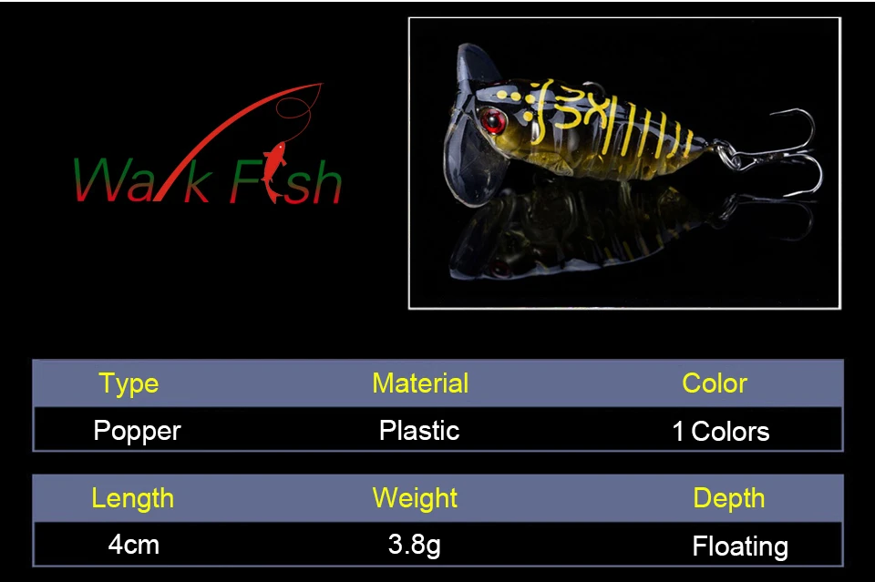 WALK FISH 1 шт. высокое качество Lscas искусственная приманка 40 мм 3,8 г 55 мм 8,5 г плавающий Поппер топовый желудок Цикада насекомое