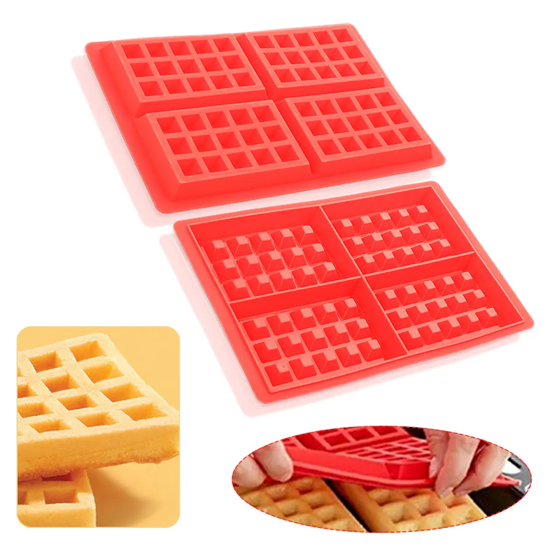 

28.5*18.5*2cm Silicone Waffle Mold Shape forms 4-Cavity Oven Pan Microwave Baking Cookie Cake Muffin For Kitchen Cooking Tools