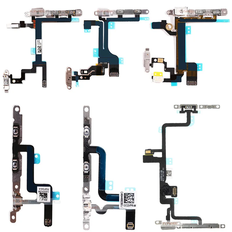 

10pcs/lot For iPhone 5 5S 5C 6 6S 7 8 Plus X Power On Off Volume Up Down Key Button Switch Flex Cable Repair Parts With Bracket