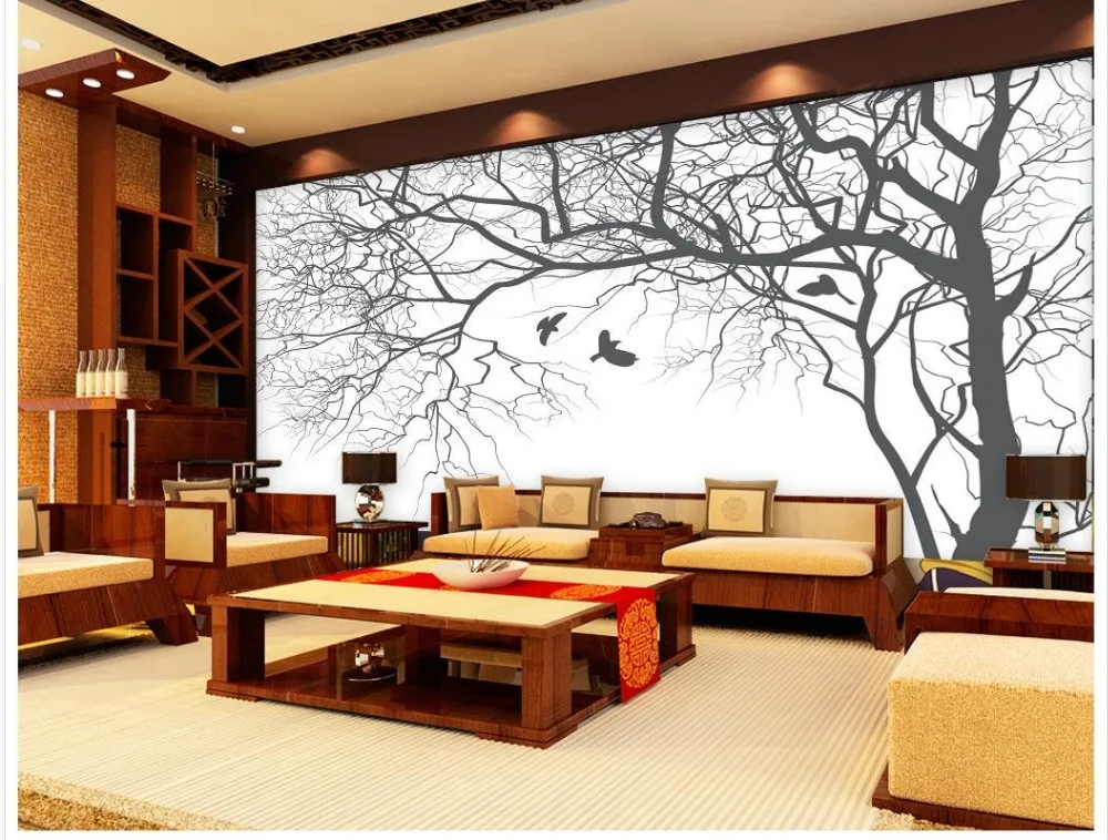 Living Room Tv Backdrop Bedroom Photo Wallpaper Abstract Black Living Room Tv Backdrop Bedroom Photo Wallpaper Abstract Black And White Tree Mural Home Decoration