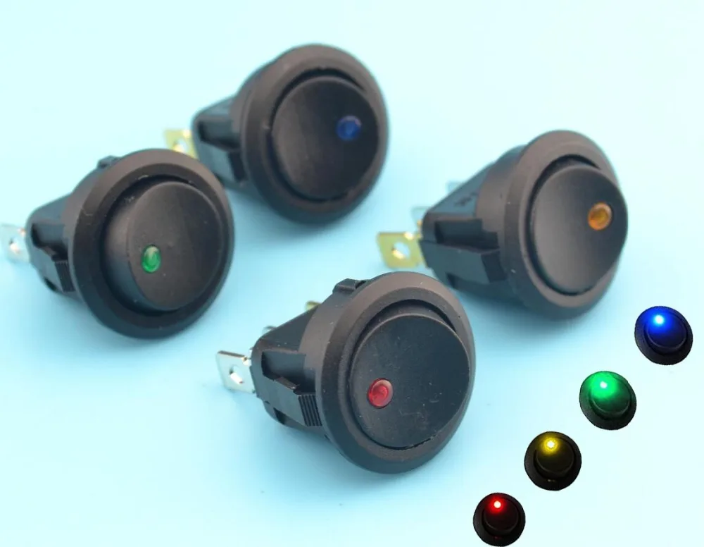 

20pcs 12V led rocker switch Led Dot Light 3 pins ON-OFF Rocker Switch LED illuminated Car Dashboard Dash Boat Toggle SPST Switch