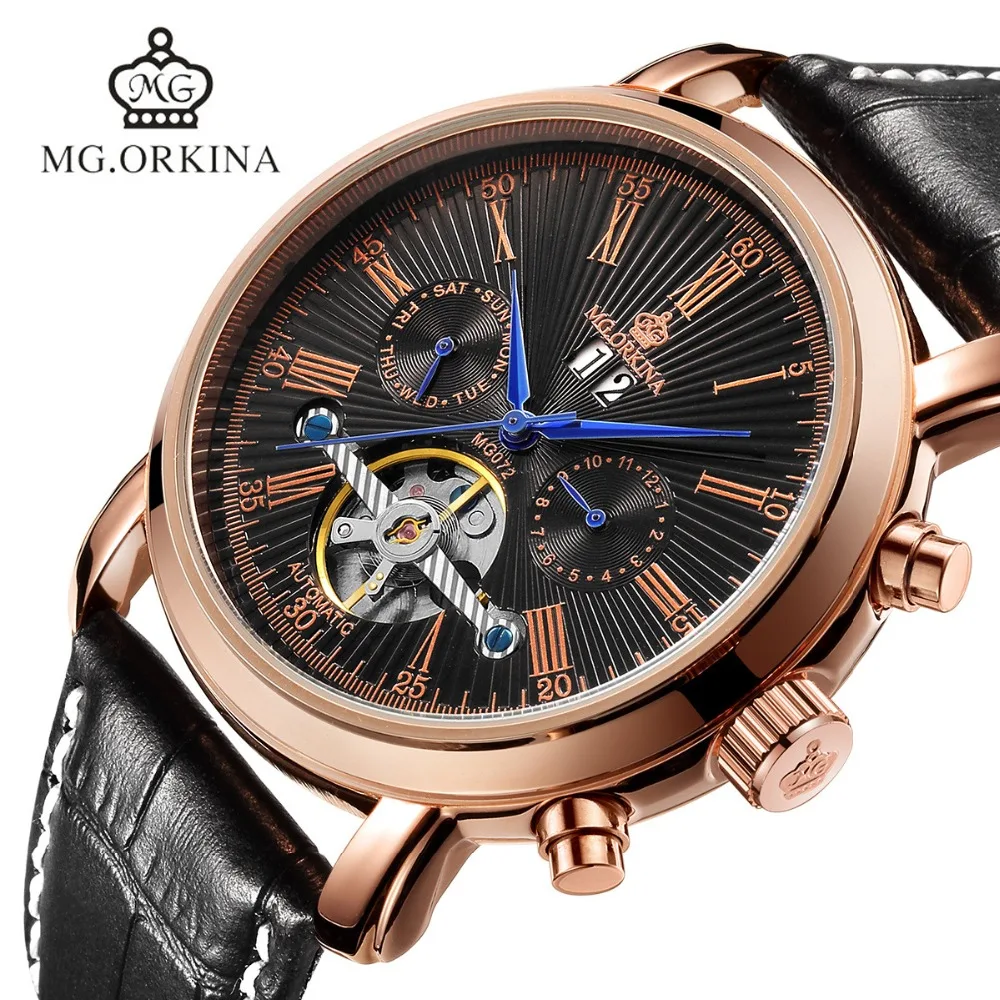 rose black automatic watch men