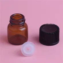 100pcs 2ml Small Brown Glass Bottles Vials With Amber Essential Oil Bottle hexagon cap without hole