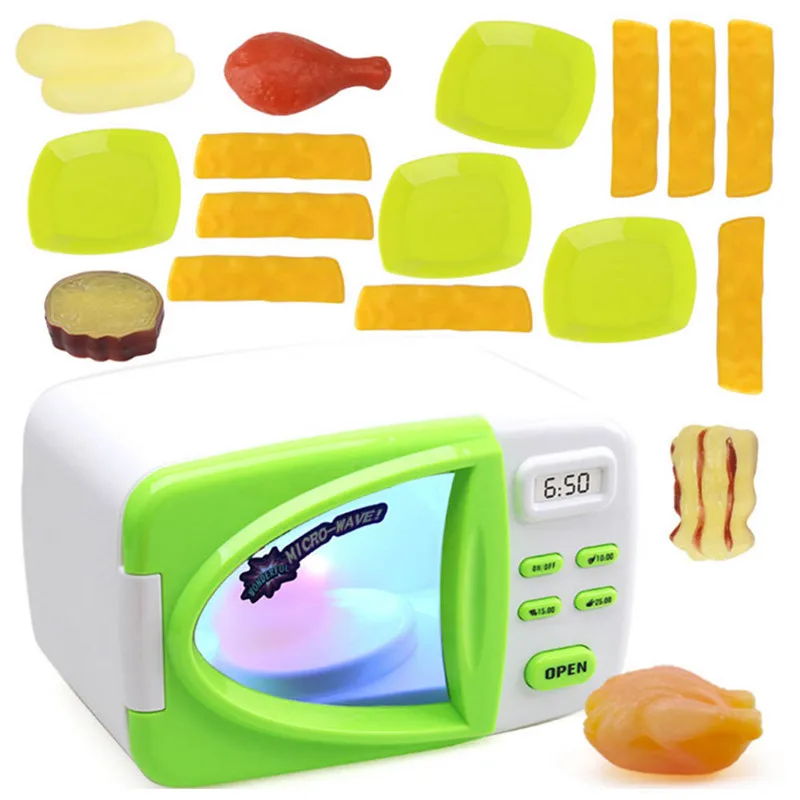 Детские кухонные игрушки, набор для микроволновой кухни, для детей, имитация микроволновой печи, лампа меняющая цвет, игровой домик, игрушка