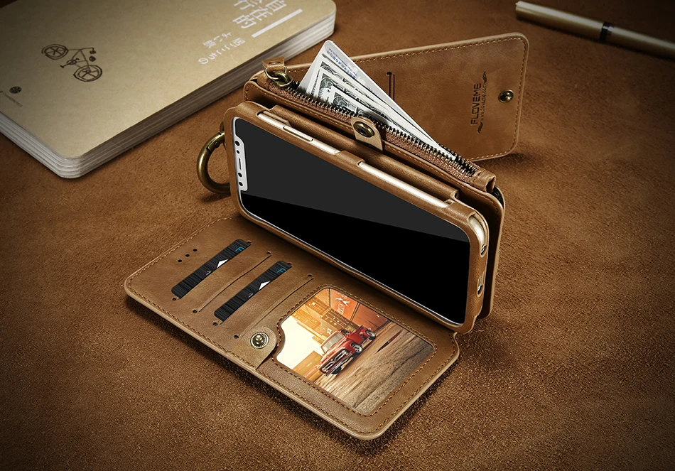 FLOVEME ретро кожаный бумажник телефон Сумки чехол s для iPhone 6 6s 7 8 X Чехол На Молнии Сумочка чехол для iPhone XR XS Max сумка сумки