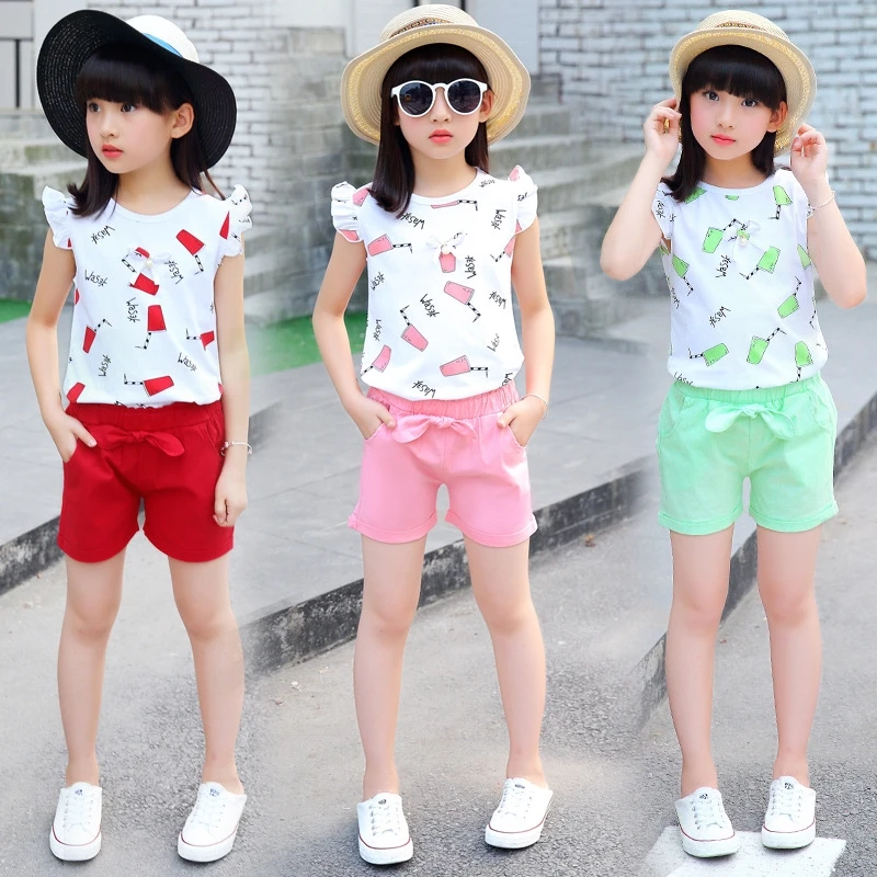 Dropshipping Summer Kid Clothes Blouse and Shorts Girl Sets Children Clothing | Детская одежда и обувь