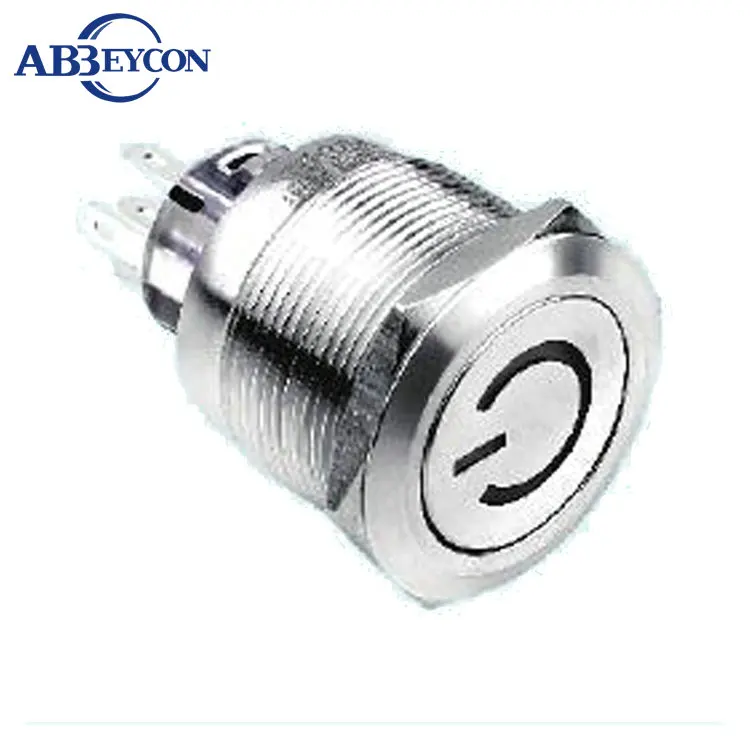 

25mm RGB Tricolor Led Lighted Power Logo Illuminated Lighted Stainless Steel Waterproof Push Button Switch Momentary Latching