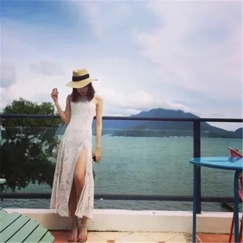 

Tcyeek 2019 Fashion Women's Dresses Sexy Hollow Out White Beach Long Dress Feamale Summer Travel Clothes Hot Sale Cloth LWL182