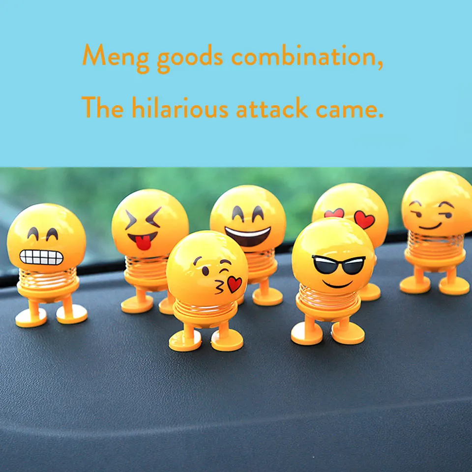 

1pcs Shaking Head Toys Car Ornaments Bobblehead Nod Dolls Cute Cartoon Funny Emoji Wobble Head Robot Lovely Car Dashboard Decor