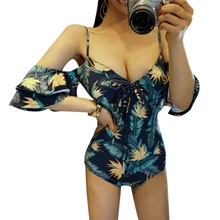 Женский купальник, слитный с оборками, сдельный женский купальник, новинка, Корея, ремень, пуш-ап, спандекс, с буквами, купальный костюм