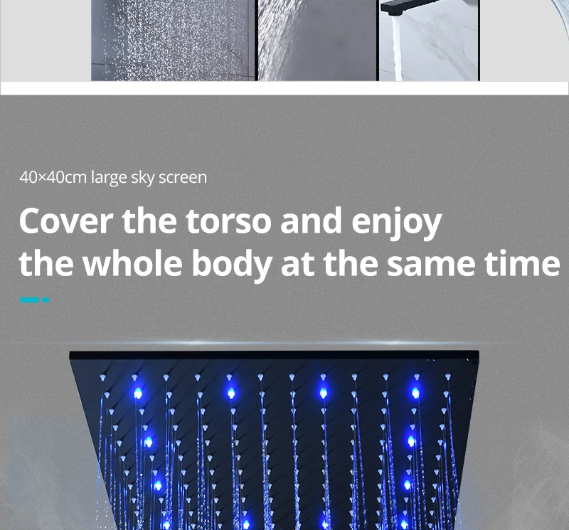 Luxury Thermostat 16 inch Shower System LCD Touch Screen Digital Display Black Large Shower Set 180 Degree Rotating Lower Faucet (14)