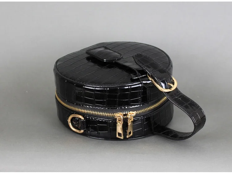 NIGEDU vintage Circular Women Handbags Famous Brand Crocodile Tote Bag  Alligator Ladies Chain Crossbody Bags PU Leather girls Messenger Bags (7)