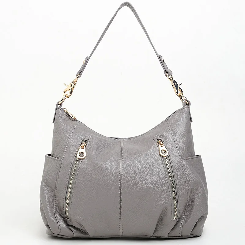 Женские сумки из натуральной кожи, роскошный известный бренд, женская сумка через плечо, модная повседневная сумка, высокое качество, дешево - Цвет: gray