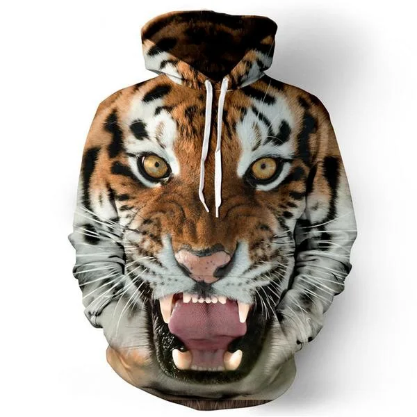 ladies couple sweatshirt 3 D print tiger cute hooded hoodies long sleeve pullover clothes and American style | Женская одежда