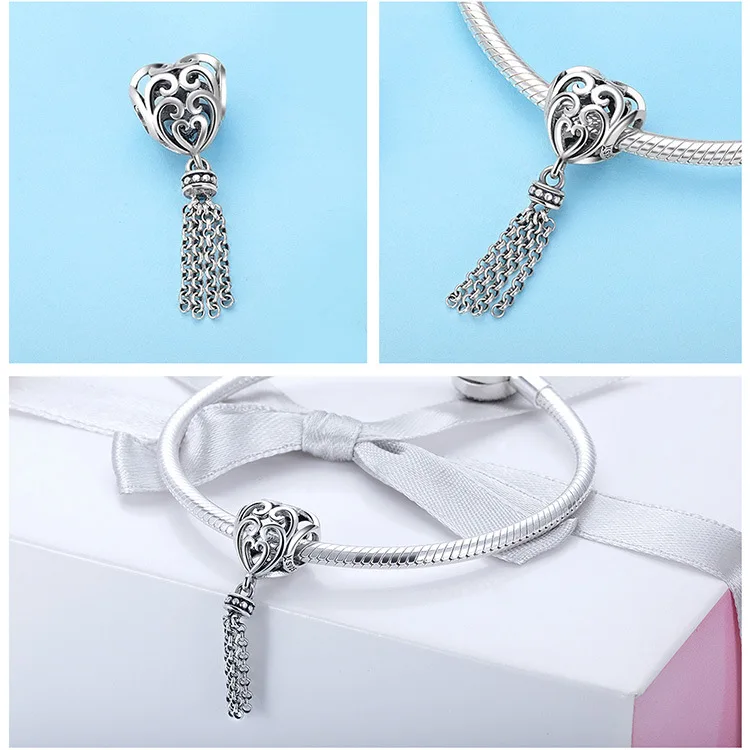 925 Серебряный богемский цветок перо fit Pandora браслет Хранитель руки амулеты ангелы Циркон чашка для собак стеклянные бусины с изображением дерева безопасная цепь