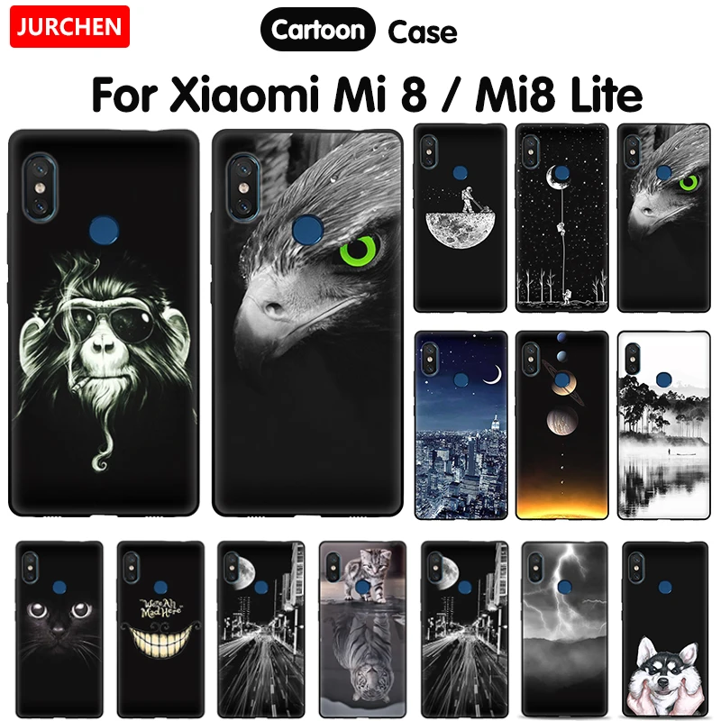 

JURCHEN Cartoon Phone Case For Xiaomi Mi8 Lite Cover For Xiaomi Mi 8 Youth Silicone Soft Black Cover For Xiaomi Mi 8 Lite Case