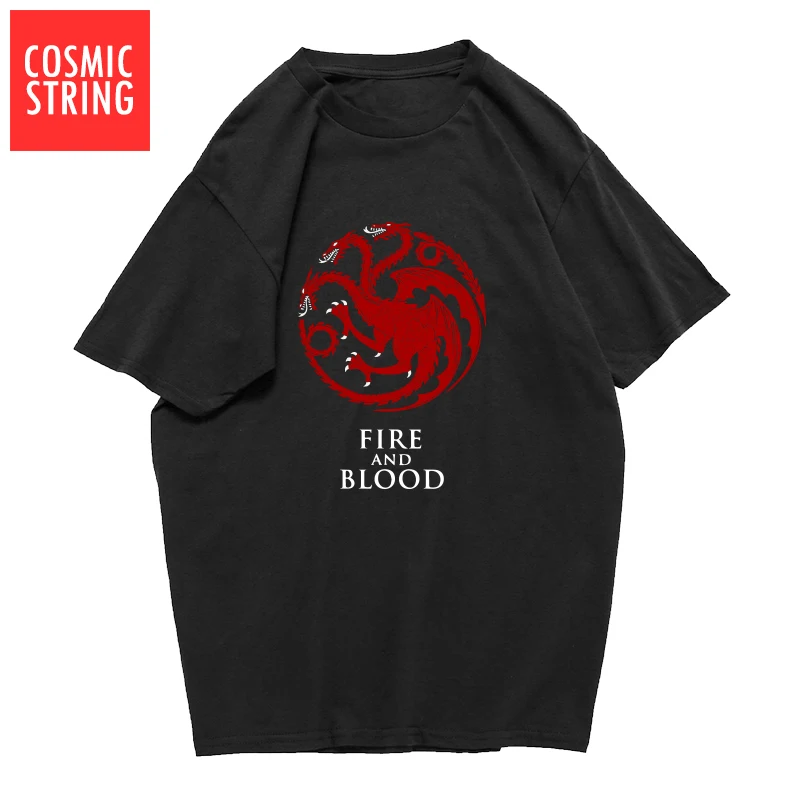 COSMIC STRING 100% cotton short sleeve fire and blood print men T shirt casual short sleeve men tshirt cool t-shirt tee shirts
