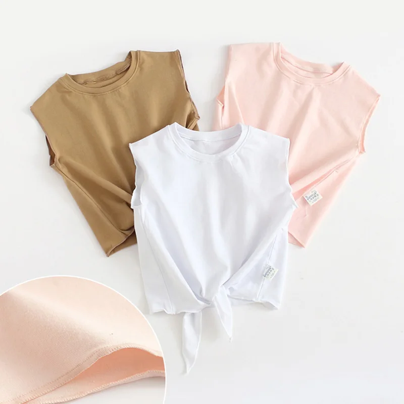 

Baby Girls Vest Tops Summer Girls T-shirt Sleeveless Cotton Kids Girls T shirt Solid Color Tee RT515