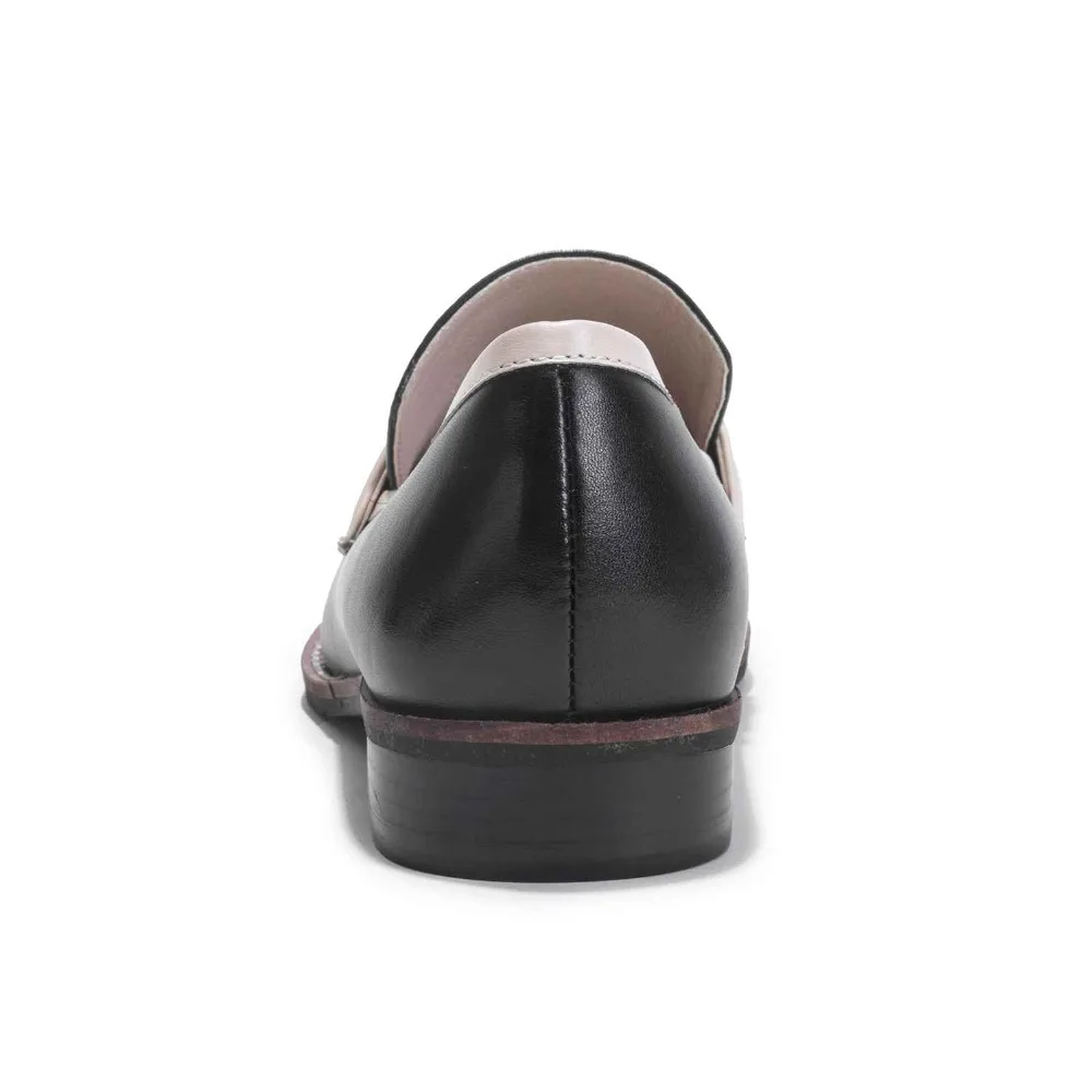 L18 Femmes Bureau Faible Pompes Glissement Talons Cuir Couleur Carrière Pot En Mélangée École Neutre Sur Fleur Rond Beige noir Pleine Krazing Lady Matures Bout q160R7w
