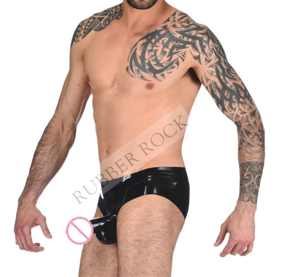 

Latex Fetish Briefs With Ball Sheath Latex Men's Sexy Underwear Black Shorts Pants