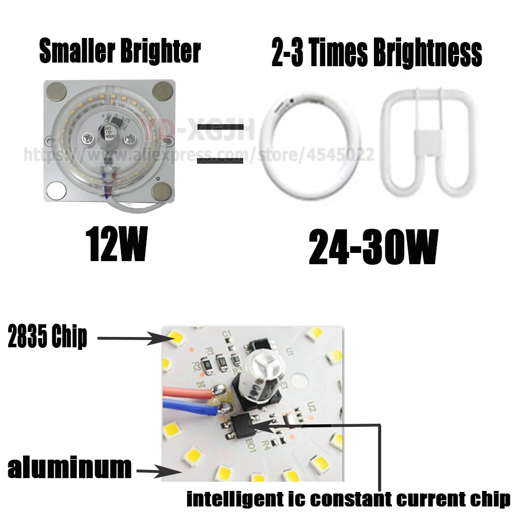 Светодиодный модуль не стробоскопический AC220V SMD2835 Decke Lampen 12 Вт 18 Вт 24 Вт 36 Вт Светодиодный светильник