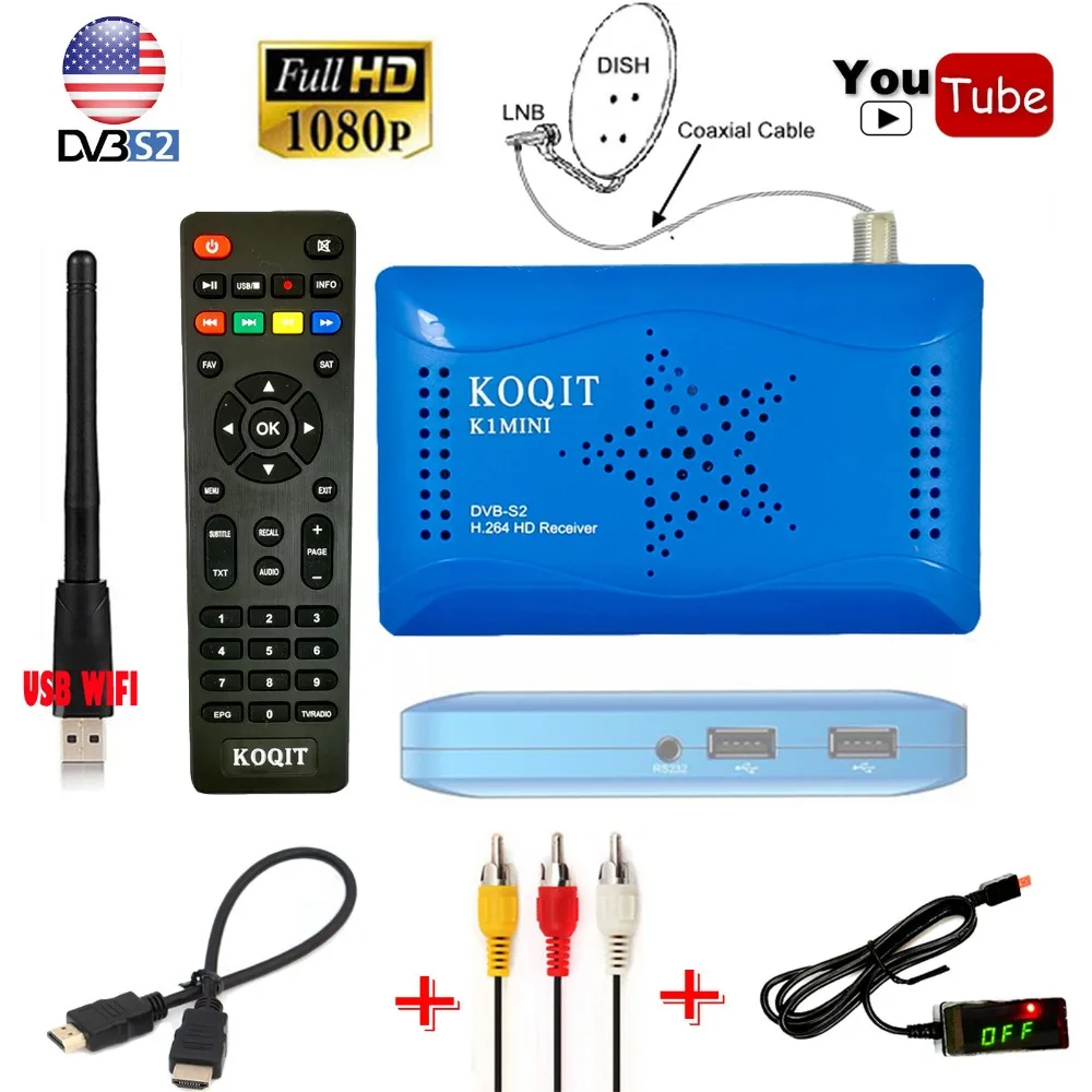 

Dual USB Mini Size DVB-S2 HD Digital Satellite Receiver Support Wifi Cline Decode Power Vu Youtube Set Top Box + HDMI AV Cable